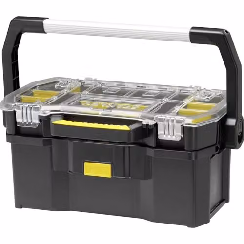 Stanley Toolbox with Tote Tray Organiser and Inserts, Black and Silver – 1