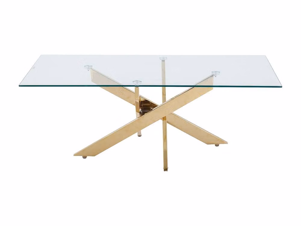 COSIMA Round Tempered Glass and Gold Metal Coffee Table in Transparent and Gold – 2