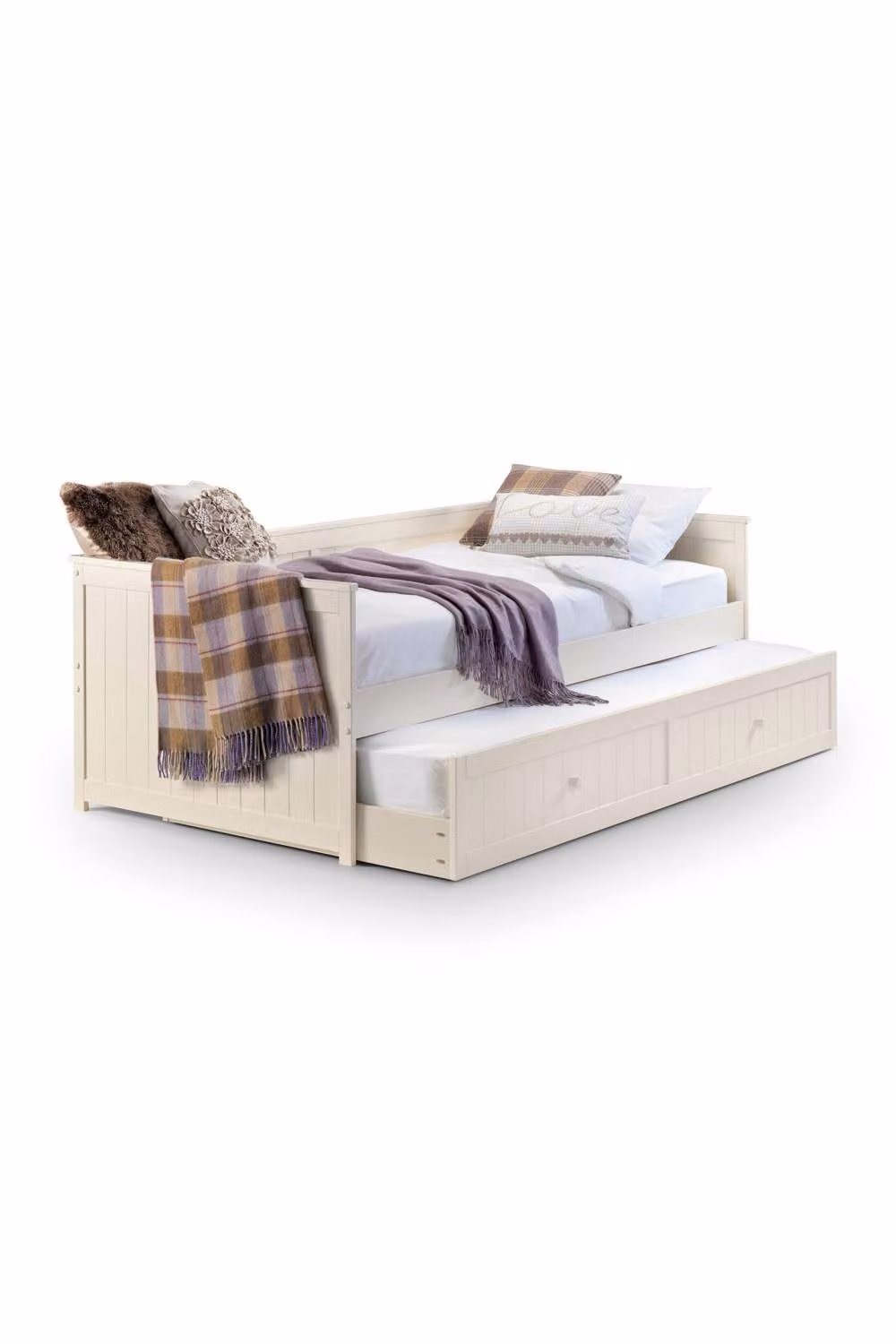 Julian Bowen Jessica Single Daybed with Underbed Trundle in White Solid Wood – 2