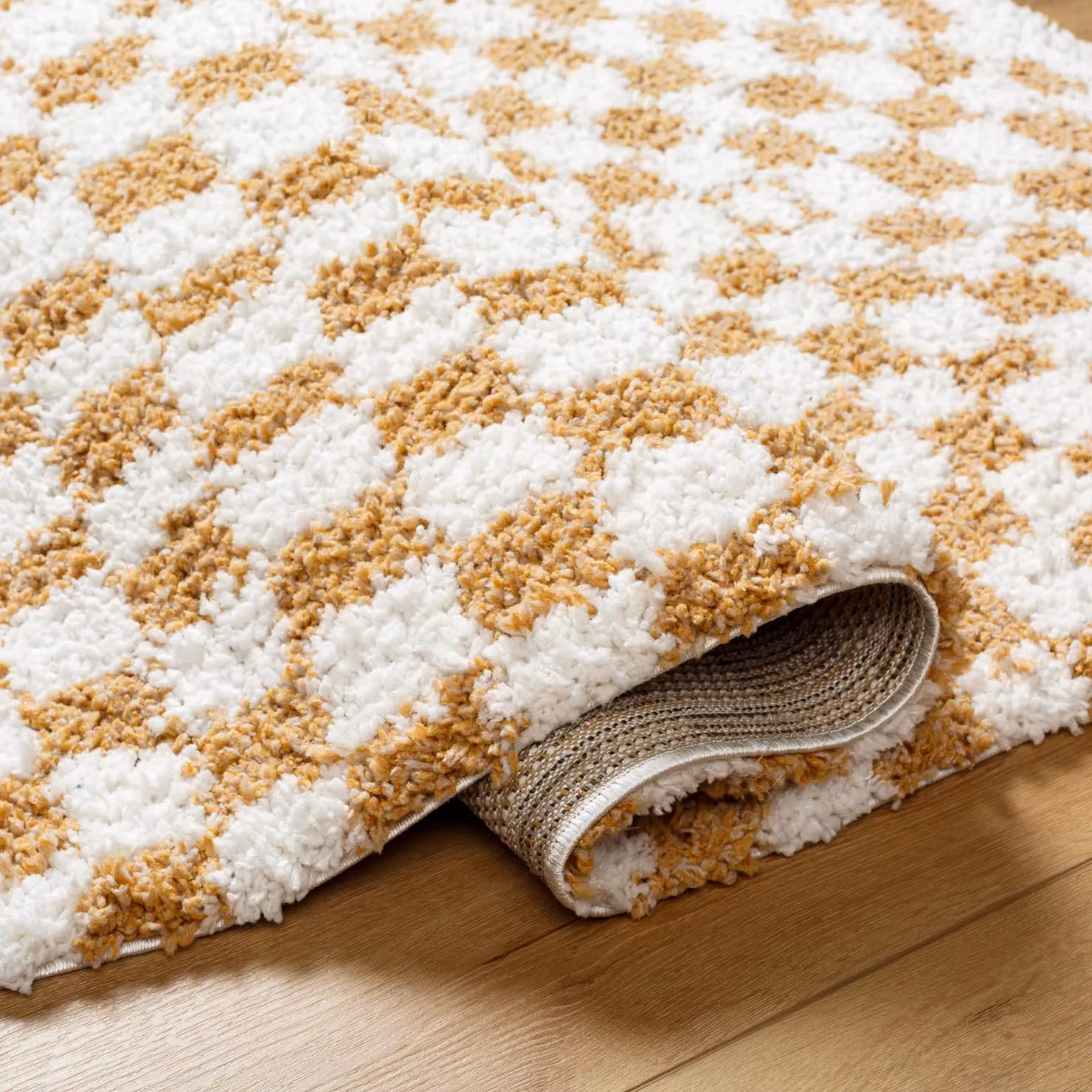 Livabliss Birmingham Checkerboard Soft Plush Pile Living Rug in Black, Grey, Brown and Yellow, W: 200 cm, D: 275 cm – 2