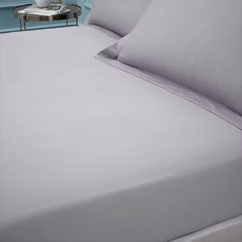Bianca 180 Thread Count Egyptian Cotton Fitted Sheet Silver Grey W/D/H: 150 x 200 x 34 cm