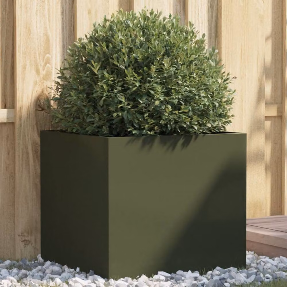 Berkfield Home Steel Planter Tub, Green, W: 49 cm, D: 47 cm, H: 46 cm – 2