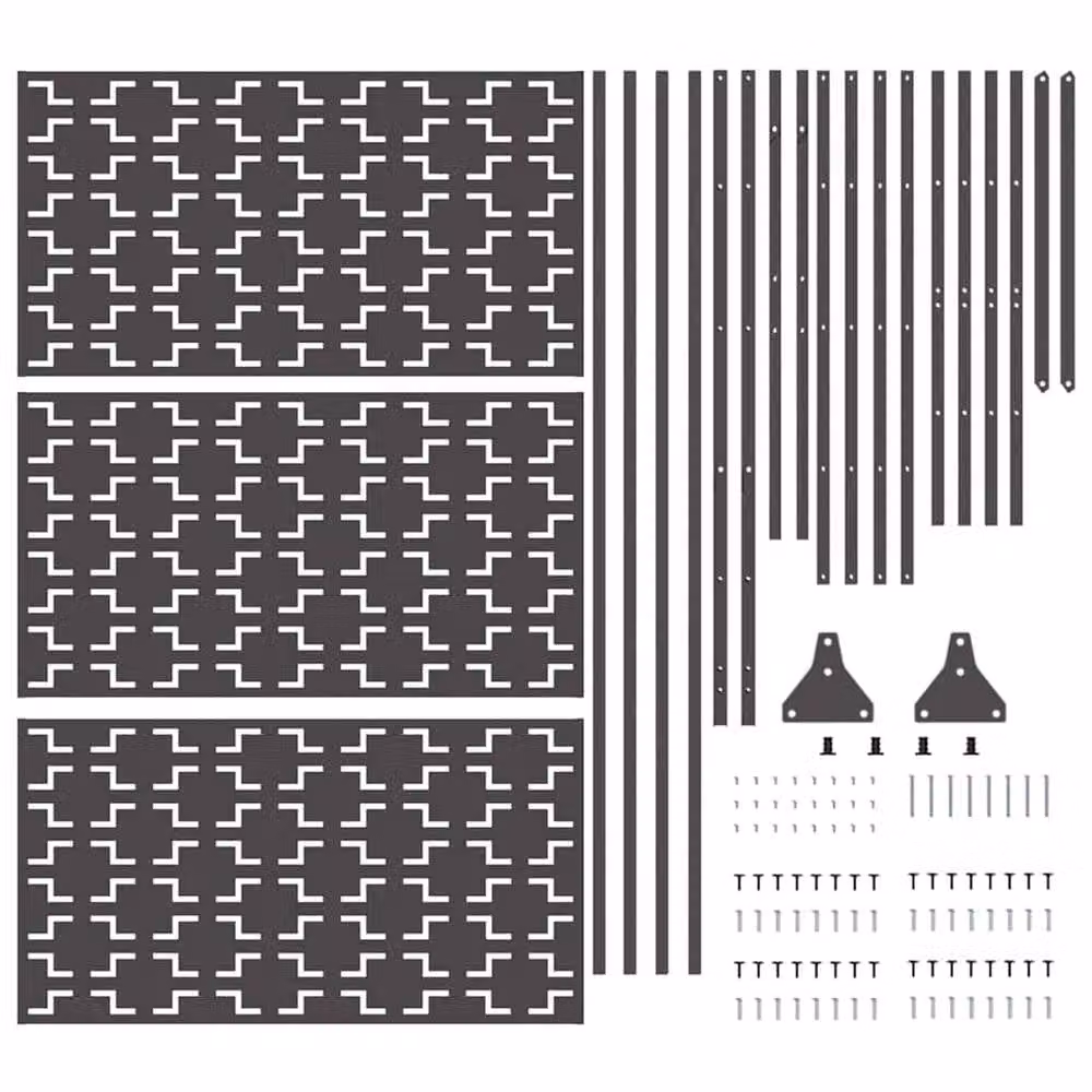 Berkfield Home Black Steel Freestanding Privacy Screen, W: 100 cm, D: 50 cm, H: 180 cm – 5