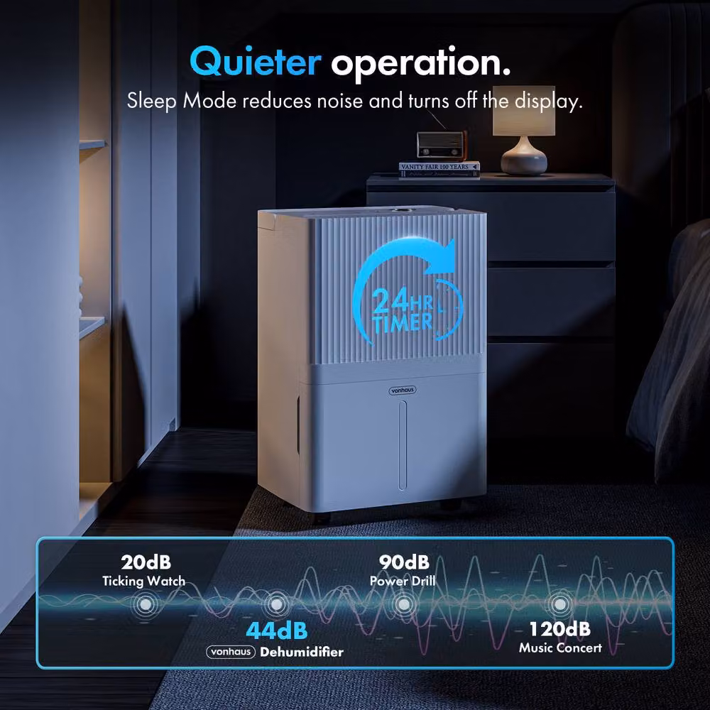 VonHaus Smart WiFi Dehumidifier with App Control, 30L/Day, White – 5