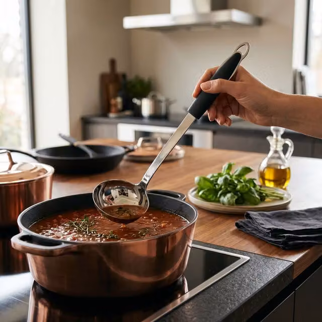 Orsina Tenzo Stainless Steel Ladle in Black and Silver – 2