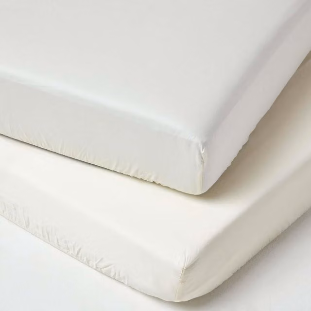 Homescapes 2 Pack Organic Egyptian Cotton 400 Thread Count Percale Fitted Cot Bed Sheets, Allergy Friendly, Cream