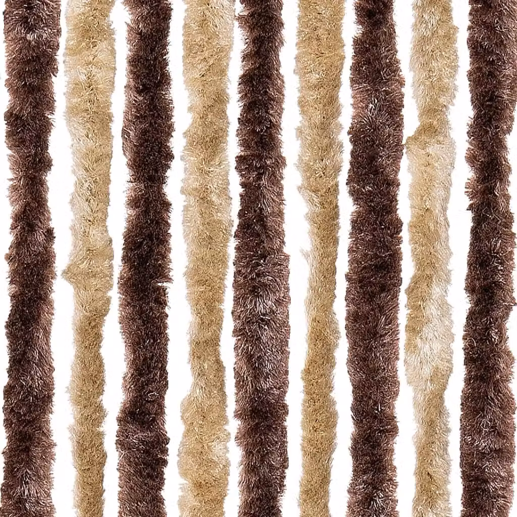 Berkfield Home Insect Curtain in Beige and Brown Striped Chenille, W: 90 cm, H: 200 cm – 5