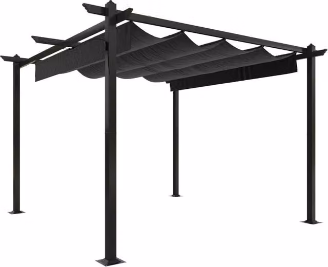 Berkfield Home Garden Gazebo with Retractable Roof, Anthracite and Black, W: 300 cm, D: 300 cm, H: 220 cm