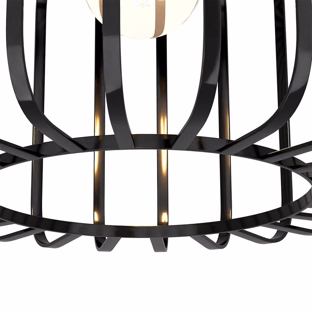 Emitto Industrial Metal Pendant Ceiling Light in Black with E27 Socket – 7
