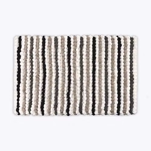 Allure Bath Fashions Striped Chunky Bobble Bath Mat, Black and White, W: 80 cm, D: 50 cm