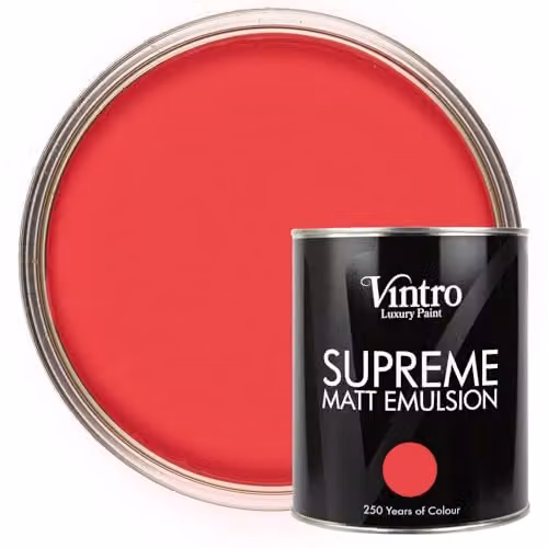 Vintro Luxury Matt Emulsion Multi Surface Paint in Poppy Red, 1L – 1
