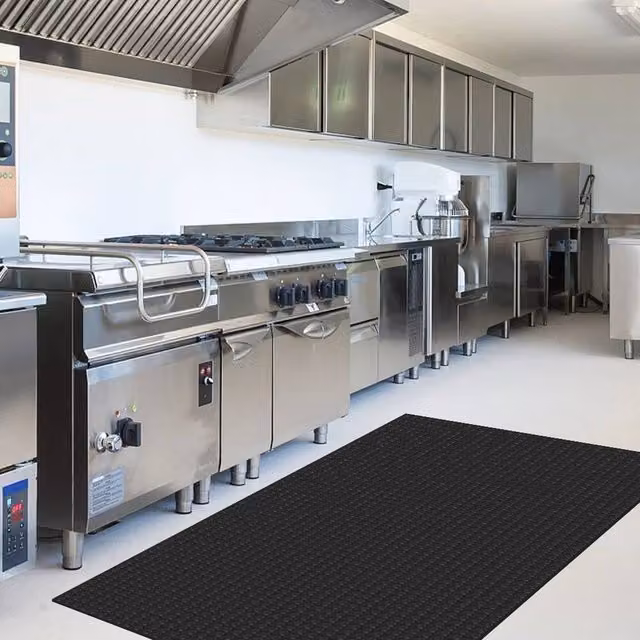 EONLION Anti Slip Rubber Flooring Matting in Black, W/D/H: 100 x 100 x 1.2 cm