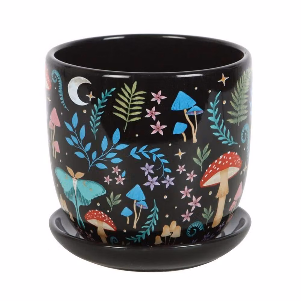 Something Different Dark Forest Printed Ceramic Plant Pot, Multicolour, W/D/H: 11 x 11 x 11 cm – 2