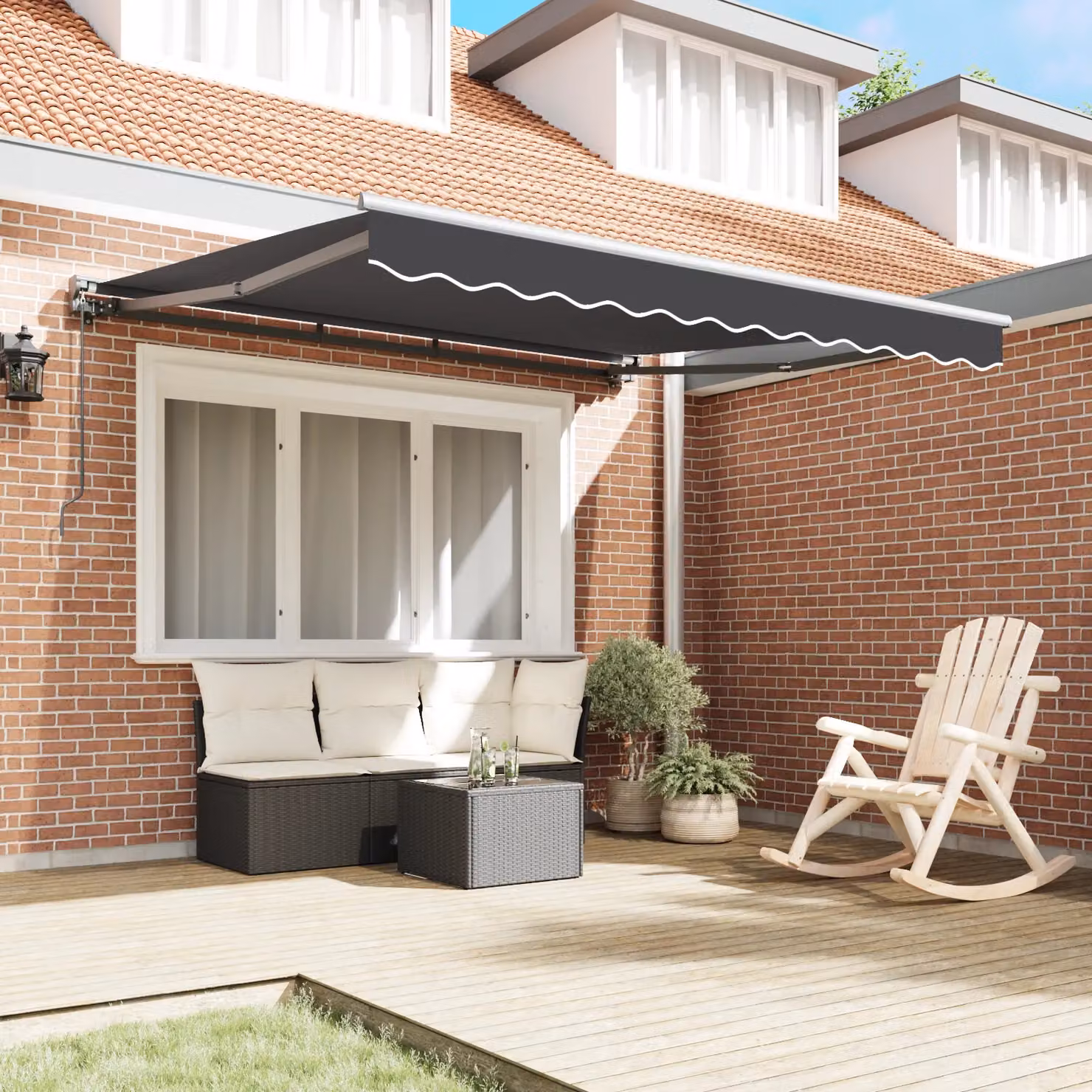 Berkfield Home Manual Retractable Folding Arm Awning in Anthracite, W: 300 cm, D: 250 cm – 3