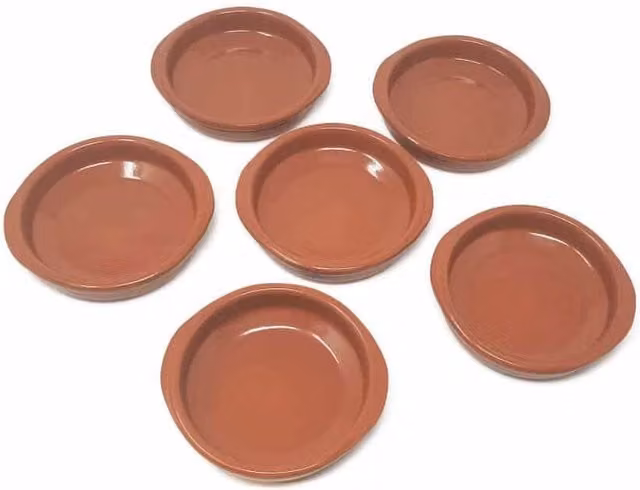 Verano Spanish Ceramics El Toro Glazed Terracotta Tapas Bowls, Set of 6, Brown, Diameter: 12 cm