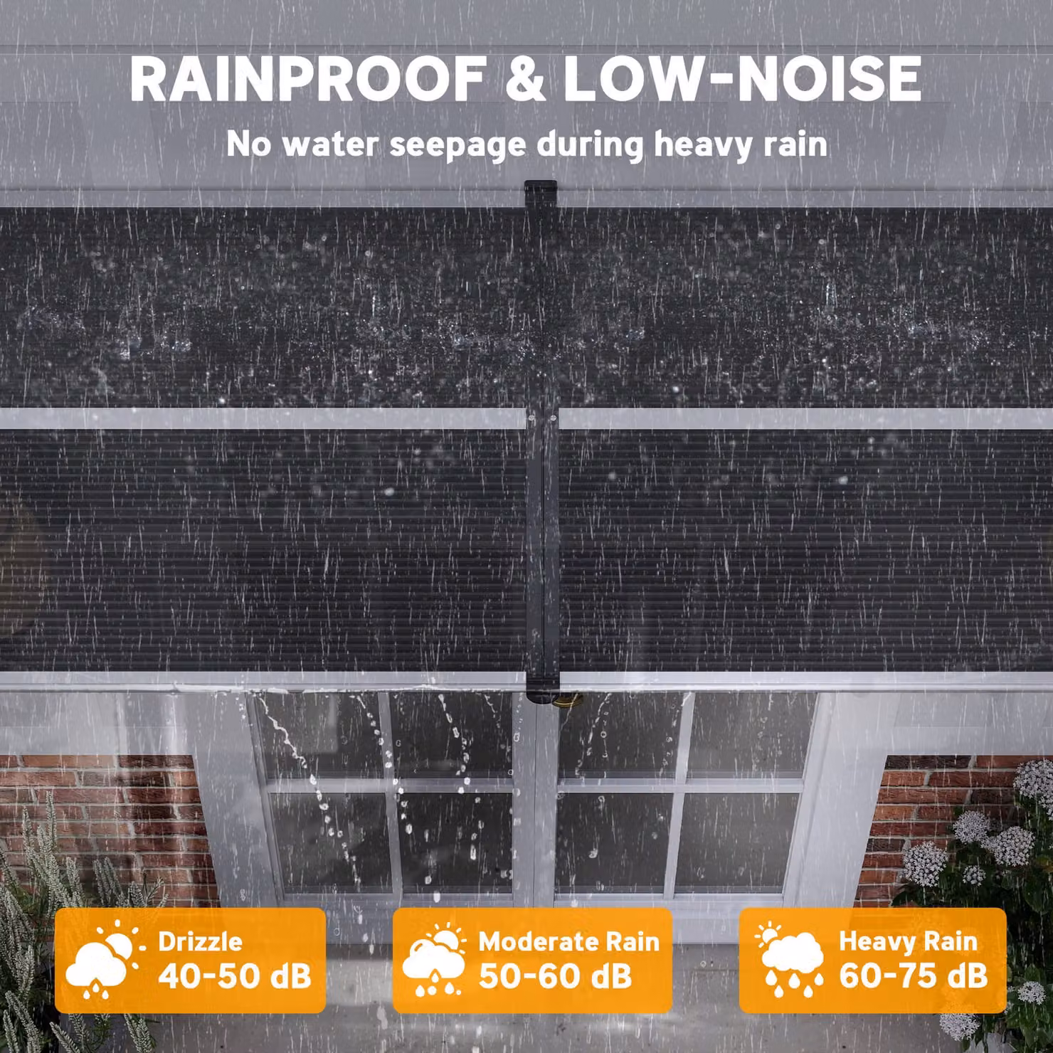 Outsunny Waterproof Door Canopy Awning and Window Rain Shelter in Black and Transparent, W: 200 cm, D: 75 cm – 4