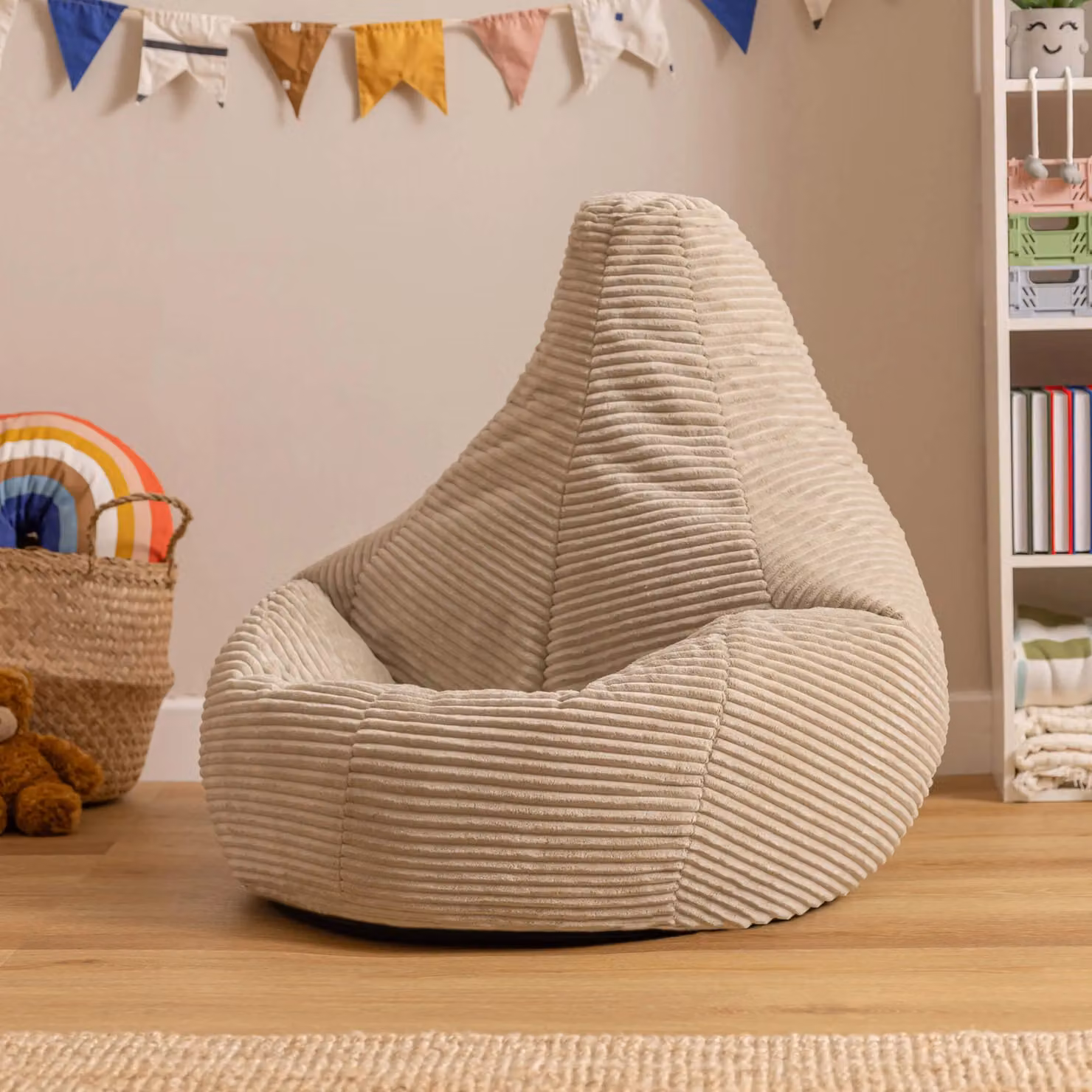icon Pack of 2 Dalton Kids Corduroy Beanbags in Beige – 2