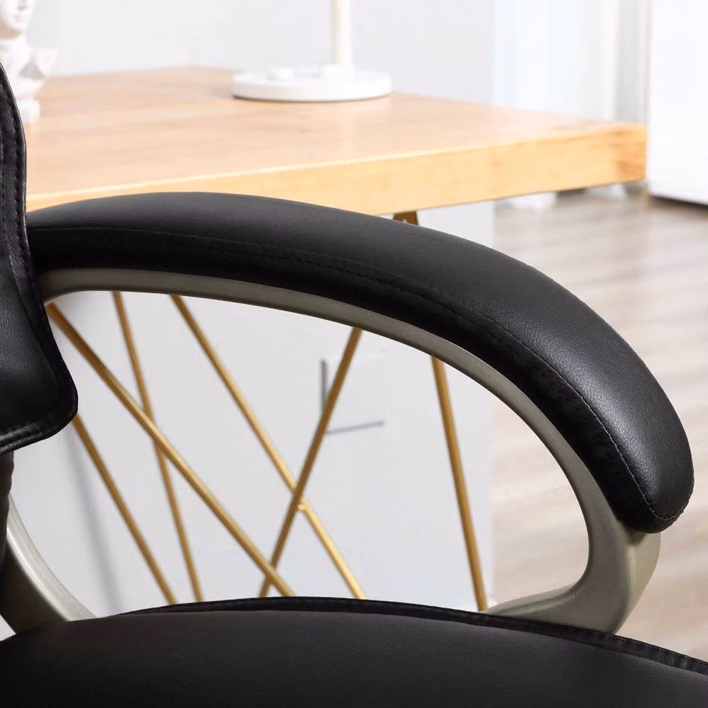 Rolipo Black Faux Leather High Back Executive Office Chair with Rocking Function and Headrest – 7