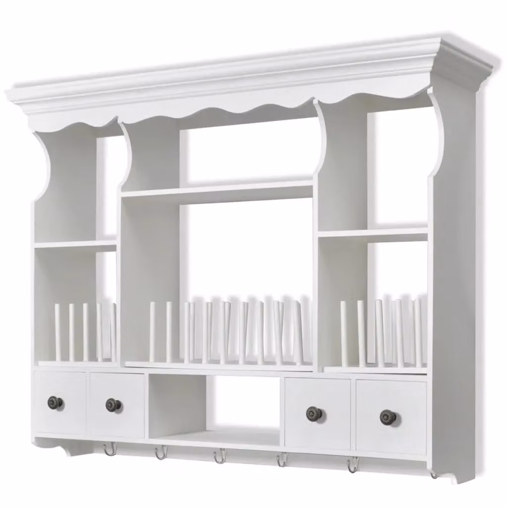 Berkfield Home White Lacquered Wooden Kitchen Wall Cabinet with Internal Shelves and Open Shelf Doors