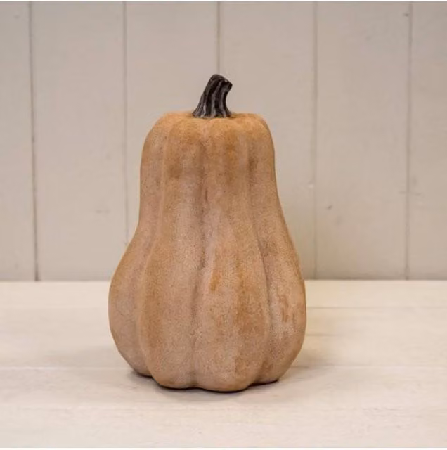 KDMD Small Pale Orange Tall Ceramic Pumpkin Ornament for Autumn and Halloween Tabletop Decor