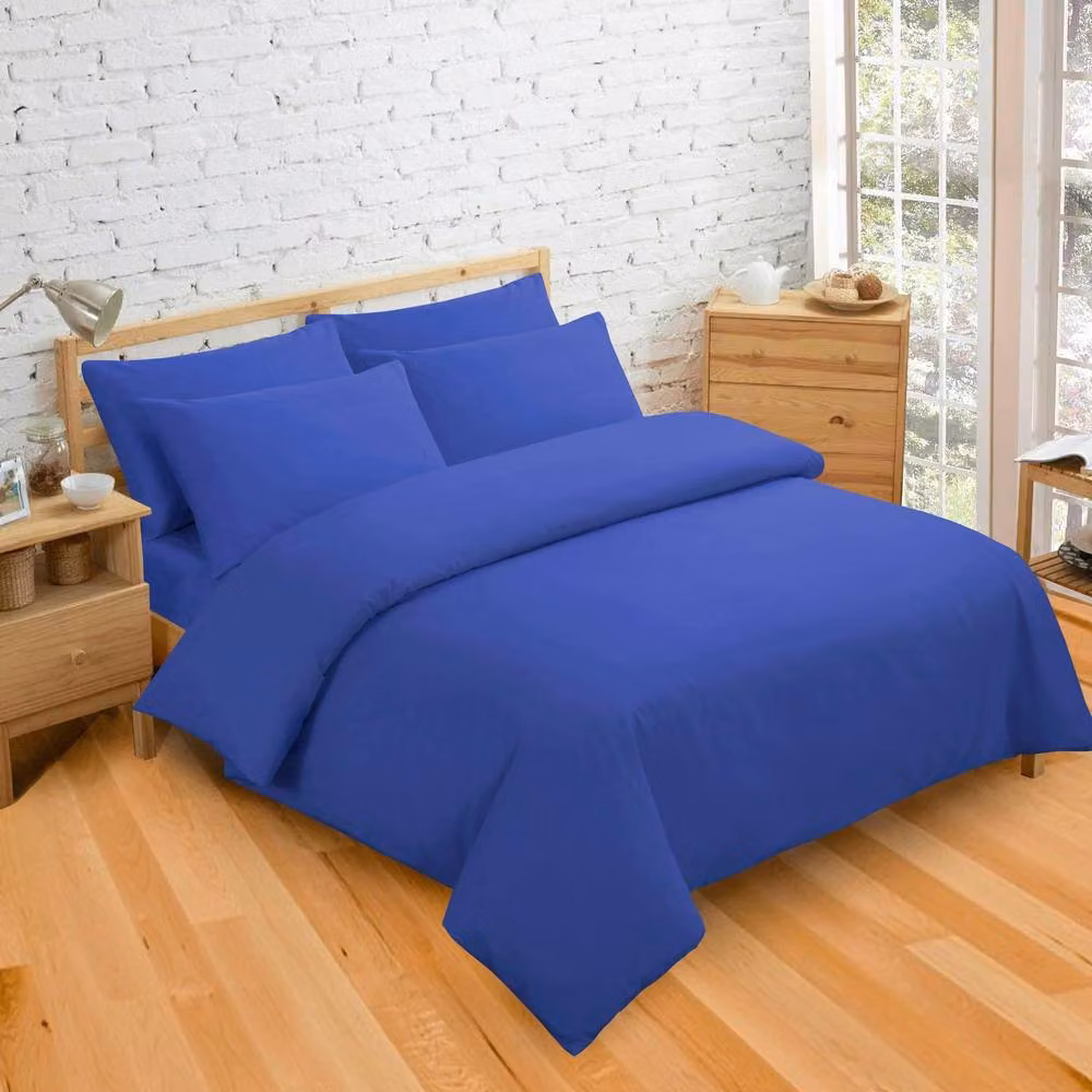 Velosso Plain Blue Duvet Cover and Pillowcase Set, W: 180 cm x D: 200 cm – 2
