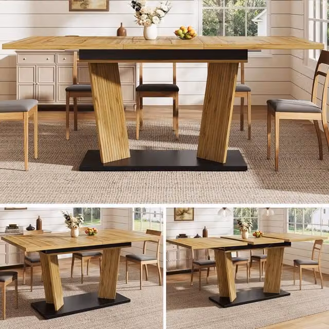 Matteo Modern Extendable Rectangular Dining Table in Brown Oak Effect Wood