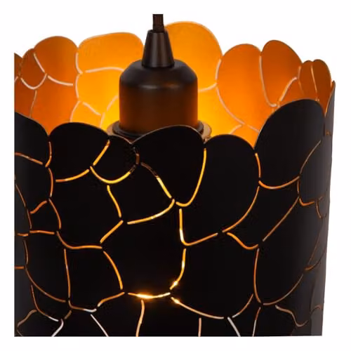 Lucide Almelo Netlighting Pendant Light, Black and Gold/Brass, 3 x E27, H 165 x W 45 x D 45 cm – 4