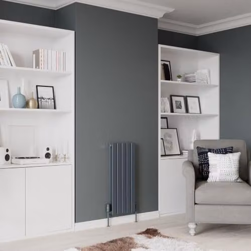 UK Radiators Typhoon Anthracite Flat Tube Horizontal Designer Radiator, Grey, H: 80 cm, W: 34 cm – 3