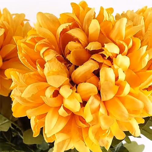 Leaf Design Chrysanthemum Artificial Silk Flowers in Orange, Gold and Yellow – 3