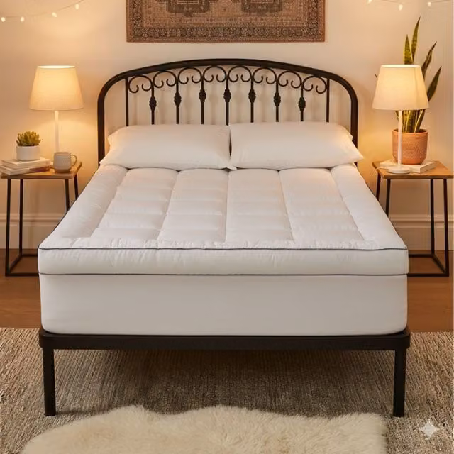 MHG Living Soft Microfibre Mattress Topper Protector with Extra Deep Skirt, White, King Size, W: 180 cm x D: 200 cm, 5 cm Thick