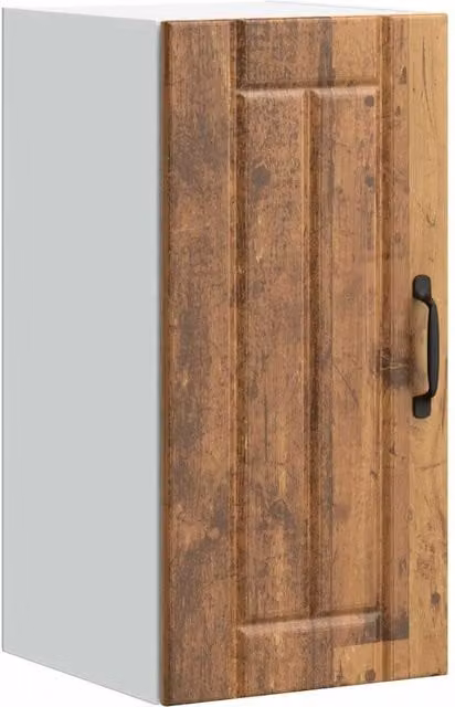 Berkfield Home Lucca Rustic Kitchen Wall Cabinet in Brown with Glass Doors