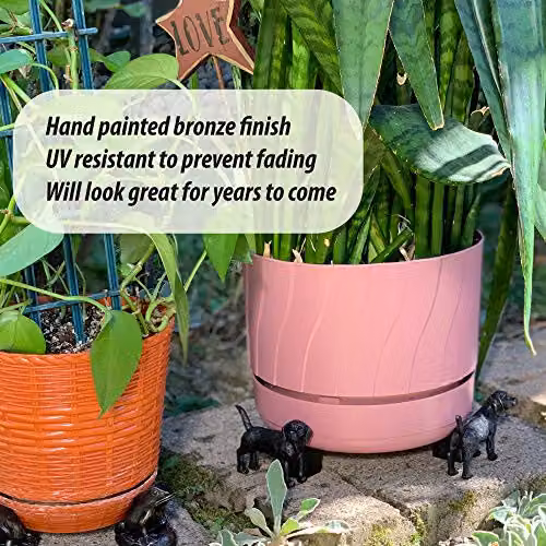 Jardinopia Beagle Plant Pot Feet, Set of 3, Bronze, W: 10.5 cm, D: 8.5 cm, H: 7.5 cm – 4
