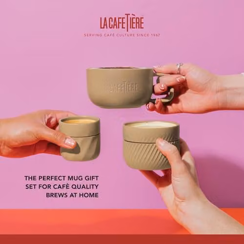 La Cafetiere 3pc Family Mug Set in Beige, 380ml, 200ml and 100ml – 3
