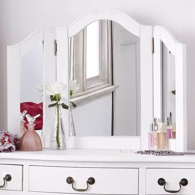 Statement Furniture Juliette 3-Way Dressing Table Mirror in White, W84cm x H60cm x D2cm