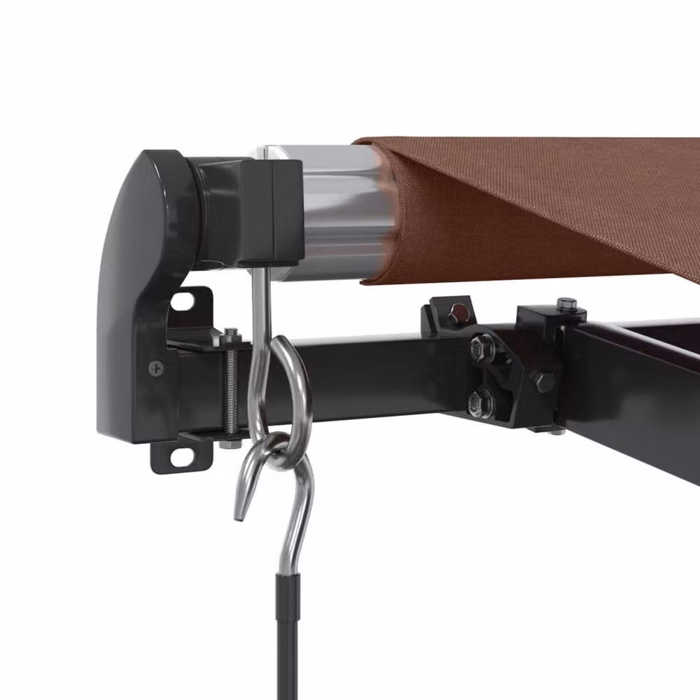 Berkfield Home Manual Retractable Aluminium Awning in Brown, W: 500 cm, D: 300 cm – 3