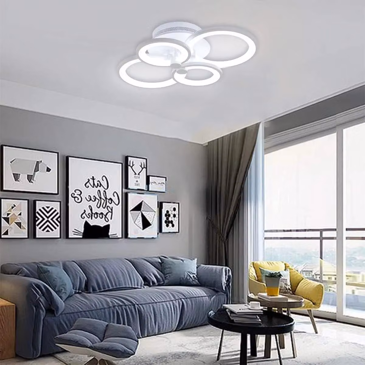 Garwarm Modern Dimmable LED Ceiling Light in White with Acrylic and Metal Ring Design – 4