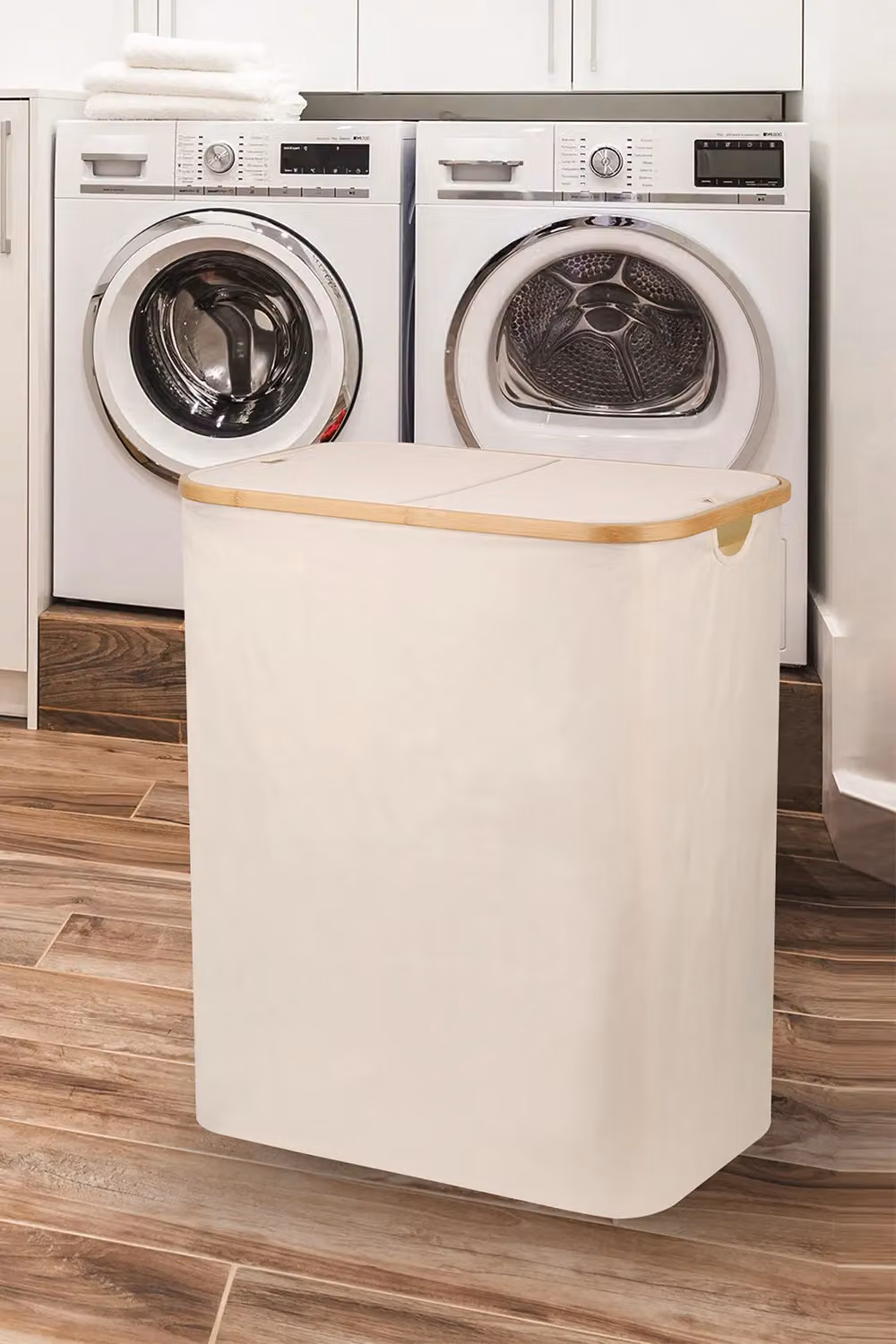 Neel Blue 140L Foldable Laundry Hamper with Lid in Blue and Beige – 2