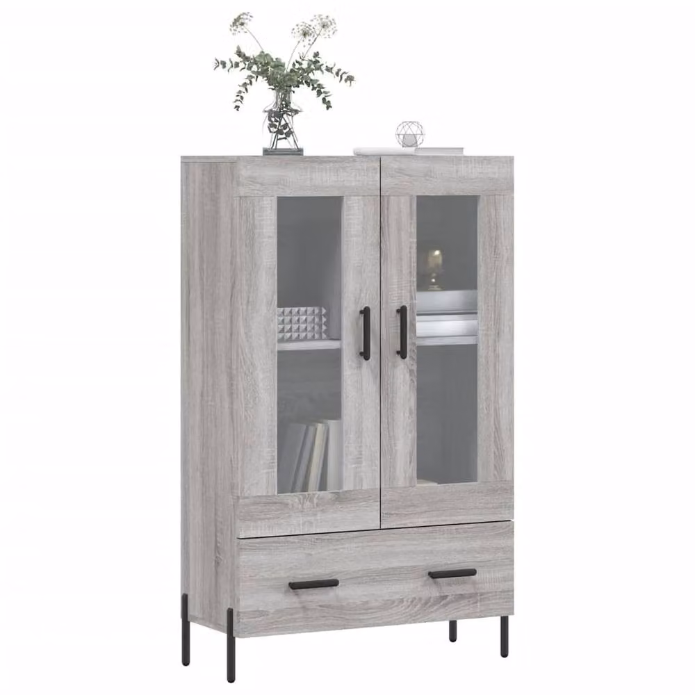 Berkfield Home Grey Sonoma Highboard with Glass Doors, W/D/H: 69.5 x 31 x 115 cm – 3