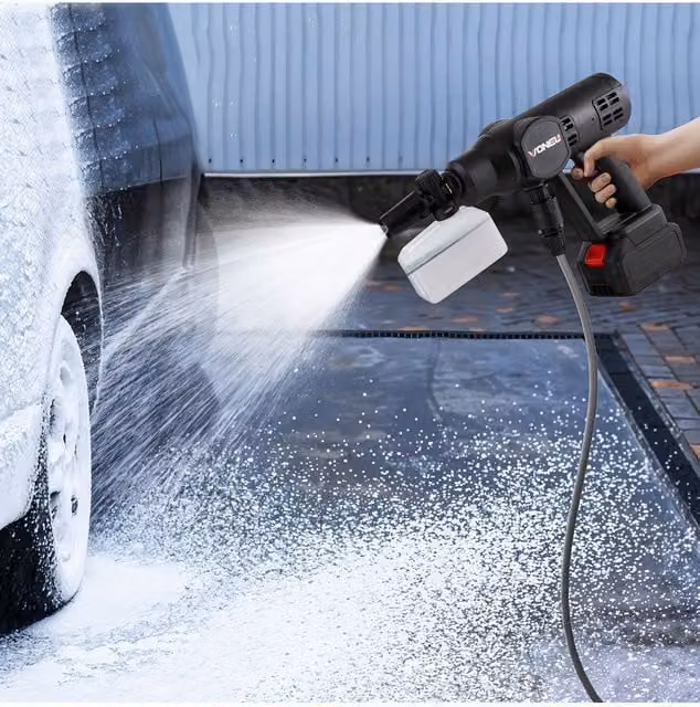 Living and Home Electric Handheld Pressure Washer Cleaner in Black with 2 Rechargeable Batteries – 1