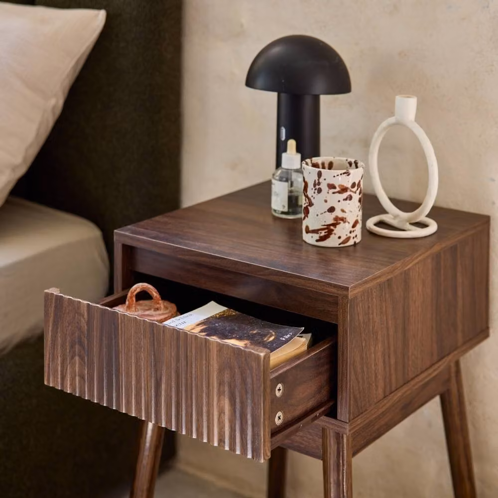 sweeek Wood Decor 1 Drawer Bedside Table Set of 2 in Brown, W/D/H: 39 x 39 x 55.4 cm – 3