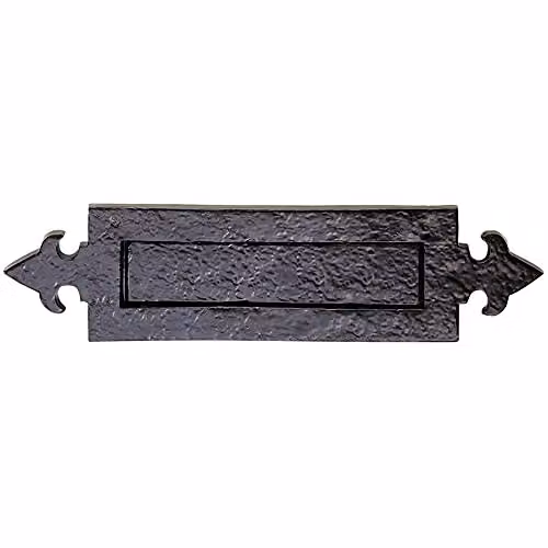Loops Fleur-de-Lys Design Letterbox Plate in Black Antique Finish with 250mm Fixing Centres – 1