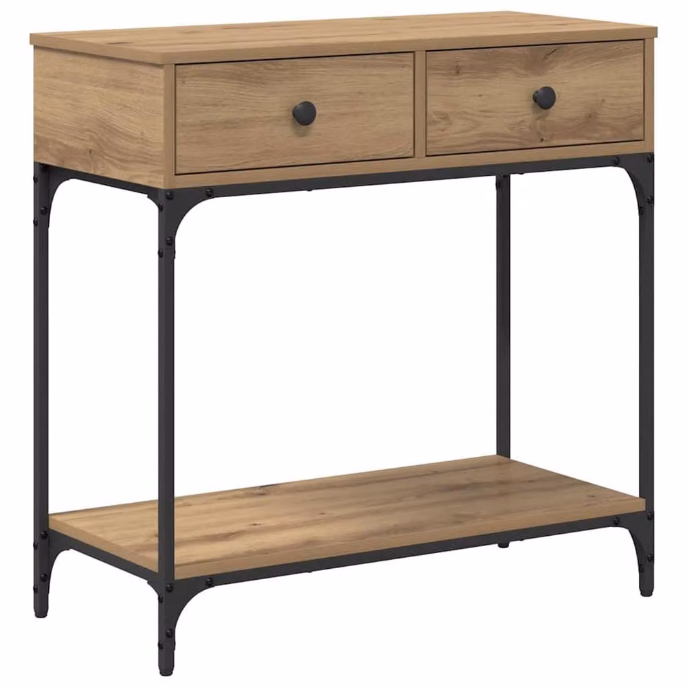 Berkfield Home Modern Artisan Oak Console Table, Brown, W/D/H: 75 x 34.5 x 75 cm – 3