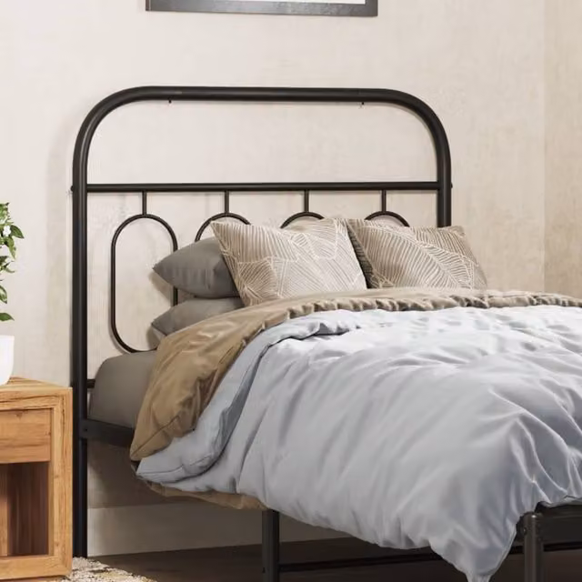 Berkfield Home Classic Metal Headboard in Black, Width: 80 cm