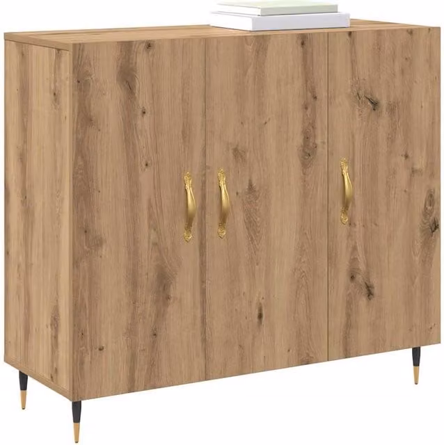 Berkfield Home Brown Sideboard with Storage Door, W: 90 cm, D: 34 cm, H: 80 cm