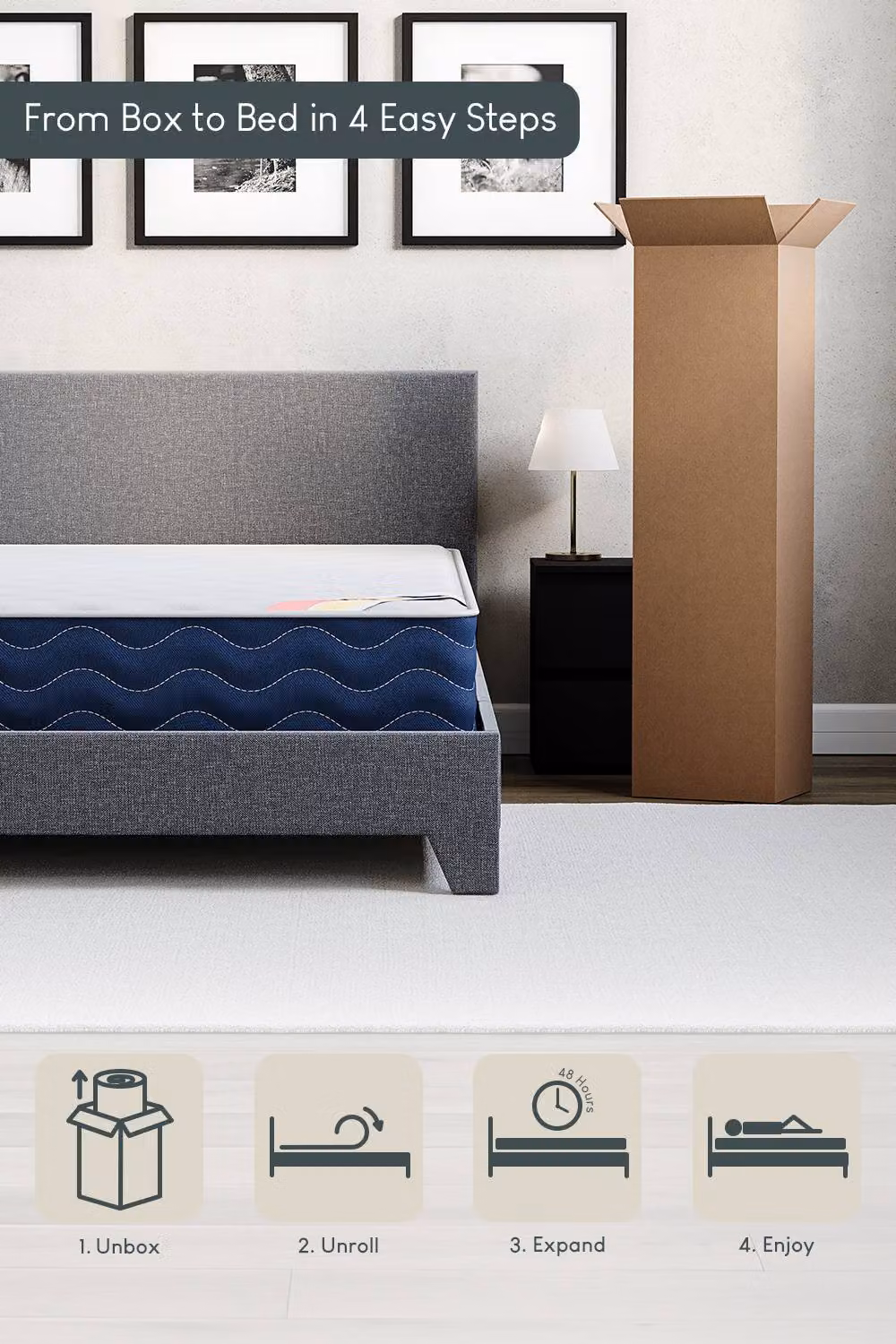 Vida Designs Hybrid Gel Memory Foam and Bonnell Spring Mattress in White, Small Double, W/D/H: 120 x 200 cm – 2