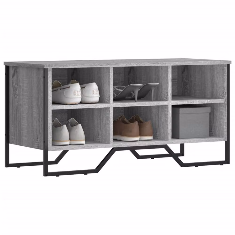 Berkfield Home Grey Industrial Shoe Cabinet with Internal Shelves, W: 90 cm, D: 38 cm, H: 45.5 cm – 2