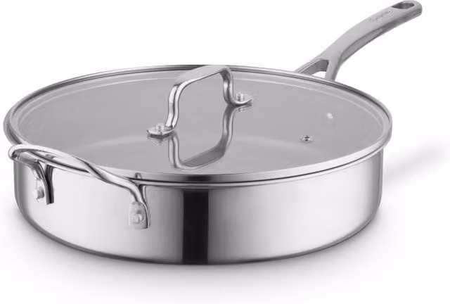 Sur La Table Tri-Ply 28cm Multi-Pan with Tempered Glass Lid, Grey Stainless Steel and Ceramic Coating, Induction Compatible – 1