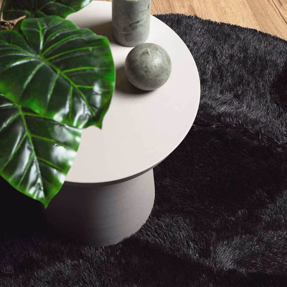 Berkfield Home NAVARRA Black Shaggy High Pile Round Polyester Rug, Diameter: 200 cm – 5