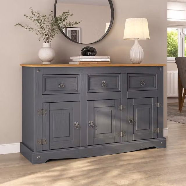 Mews Rustic Grey Lacquered Pine Sideboard