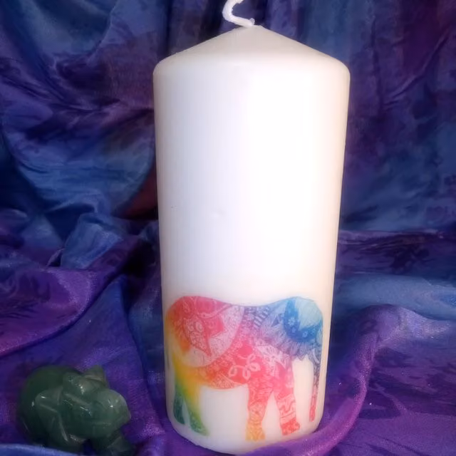 Viki Elephant Pillar Candle in Yellow